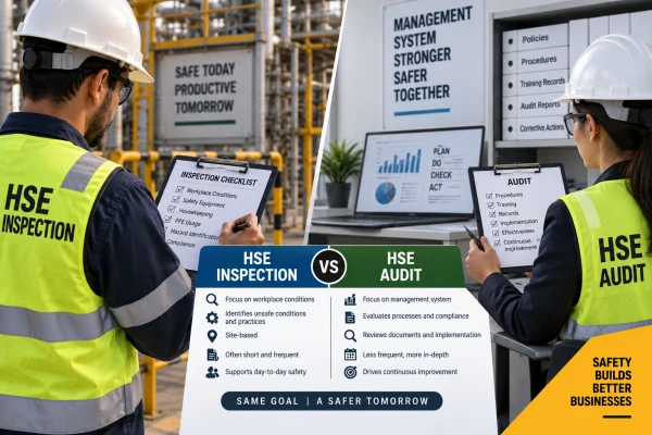 الفرق بين HSE Inspection وHSE Audit ومتى تستخدم كل منهما؟