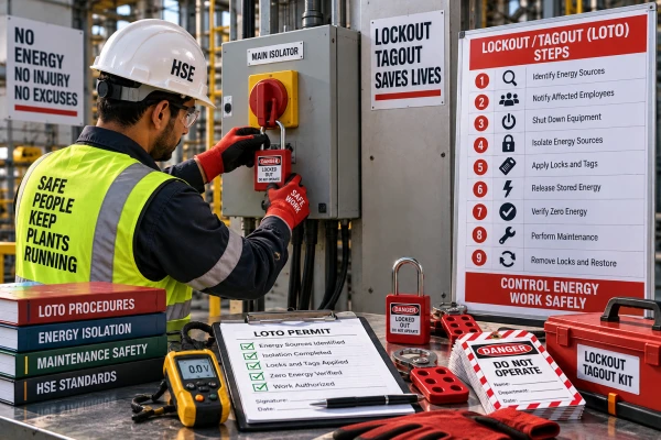 نظام Lockout/Tagout LOTO: التحكم في مصادر الطاقة الخطرة أثناء الصيانة
